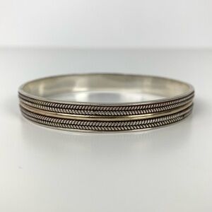 Sterling Silver Bracelet Cuff Bangle Braided Vtg Stamped LWR 925 32 Grams